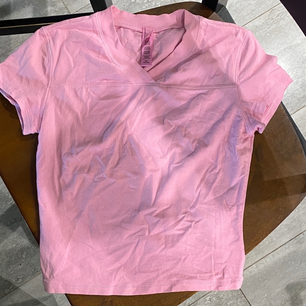 SKIMS Pink V-Neck Short Sleeve Tee